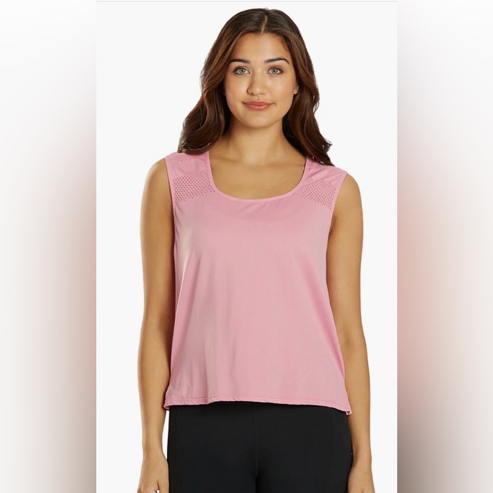 Varley Pink Scoop Neck Athletic Tank Top